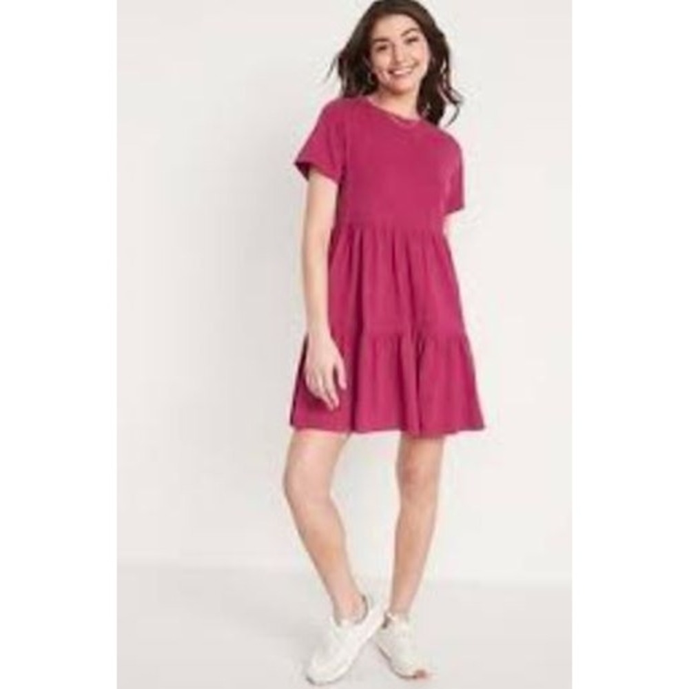 Ten Sixty Sherman Girls Short Sleeve Lace Detail Tiered Dress in Burgundy Size 5